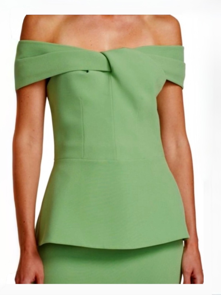 Safiyaa Mabel-Off-The-Shoulder Apple Green Peplum Top. New With Tags — image 3 of 8